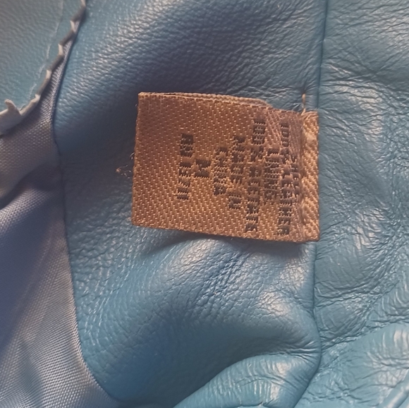 Blue leather jacket sz 10 - Picture 2 of 3